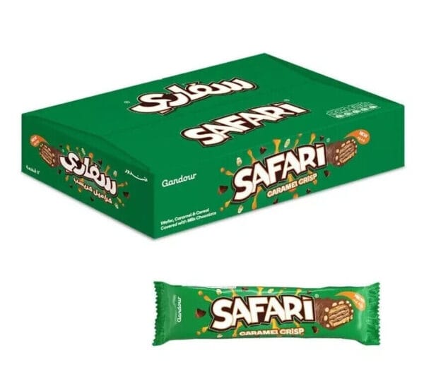 24X Gandour Safari Chocolate Caramel Crisp 25 g Bar شوكولاتة سفاري HALAL