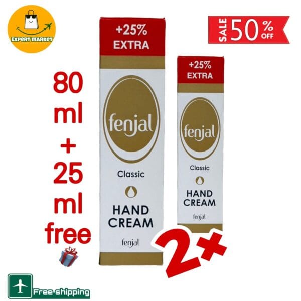 2x Fenjal Classic Hand Cream 100ml Silicone & glycerine 80+20ml free كريم فنجال