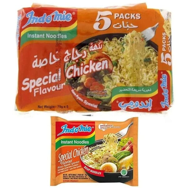 5 Packet X INDOMIE Instant Noodles Special Chicken Flavor 75g نودلز بنكهة الدجاج