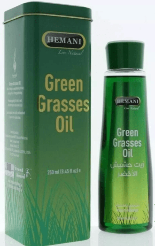 1X HEMANI Green Grasses Oil For Shiny & Healthy Hair 250ml زيت الحشيش الأخضر