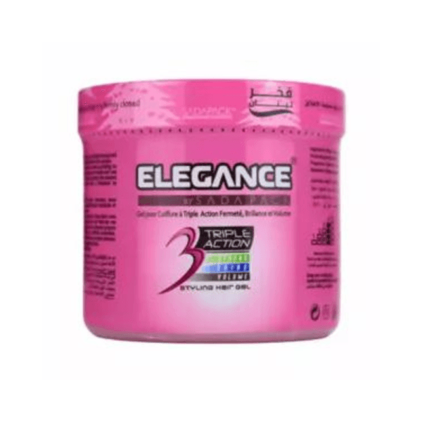 Elegance 3 Triple Action Styling Hair Gel, Pink, 500 ml