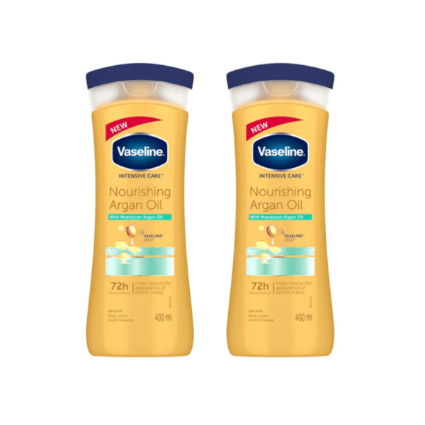 2x Vaseline Intensive Care Nourishing Argan Oil Body Lotion 72h Protection 400ml