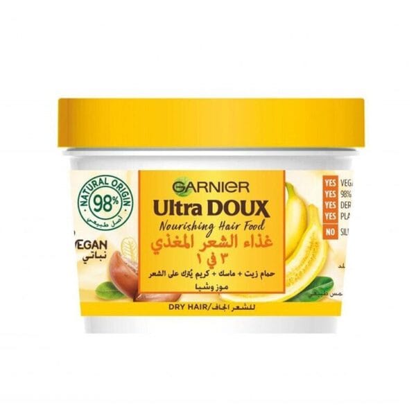 Garnier Ultra Doux Nourishing Hair Food Banana 3-in-1  For Dry Hair, 390 ml