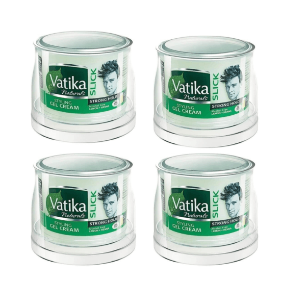 4x Vatika Naturals Styling Gel Cream Slick Strong Hold Lemon & Henna 250ml