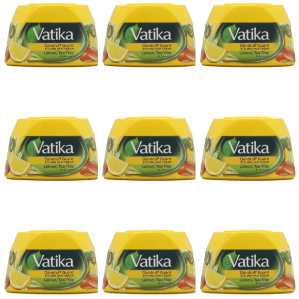 9x Vatika Naturals Hair Dandruff Guard Style Hair Cream With Lemon Tea Tree 140