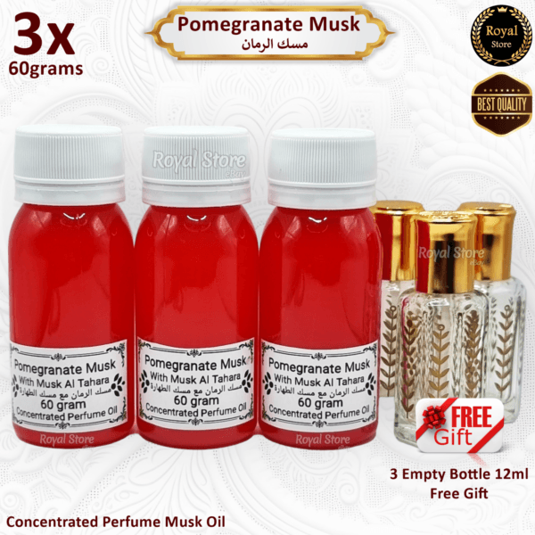 3x Pomegranate Musk Tahara 60g Arabian Thick Perfume Oil Saudi  مسك طهارة رمان