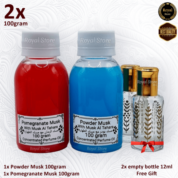 2x 100g Powder + Pomegranate Musk Elegant | Tahara Arabic Perfume Oil مسك طهارة