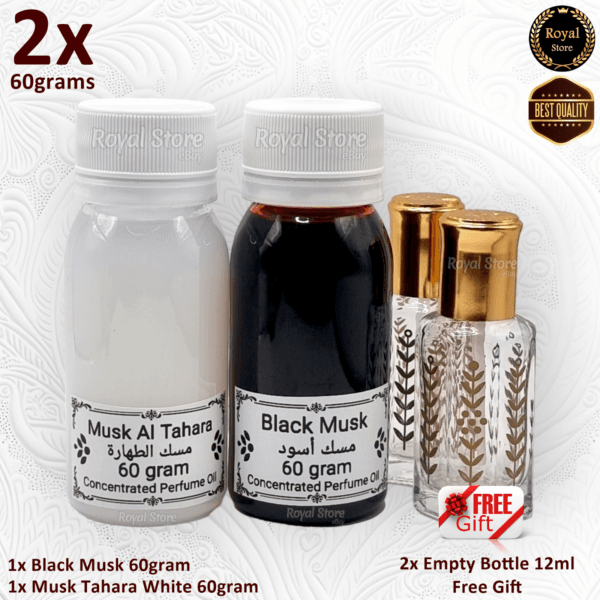 2x 60g Black Musk +Musk Tahara Arabic Perfume High Quality مسك أسود طهارة