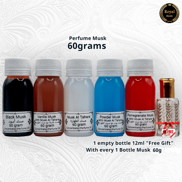 60gram Arabian Perfume Musk Oil Tahara White Black Powder Black Vanillaمسك طهارة