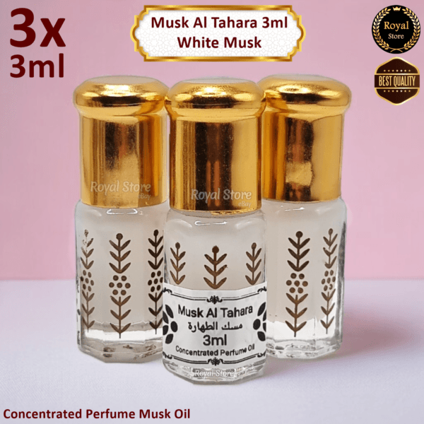 3x Musk Tahara White 3ml High Quality Arabic Misk Perfume Thick Oil مسك الطهارة