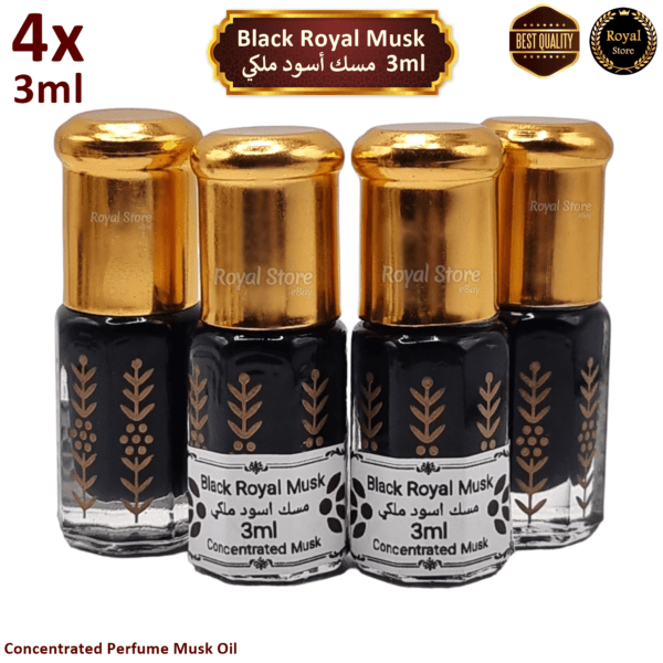 4x Black Royal Musk 3ml - Concentrated Arabian perfume oil tahara مسك اسود ملكي
