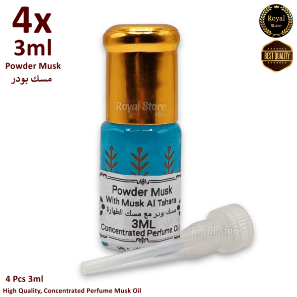 4x Powder Musk Tahara 3ml - Concentrated Arabian perfume oil مسك طهارة بودر