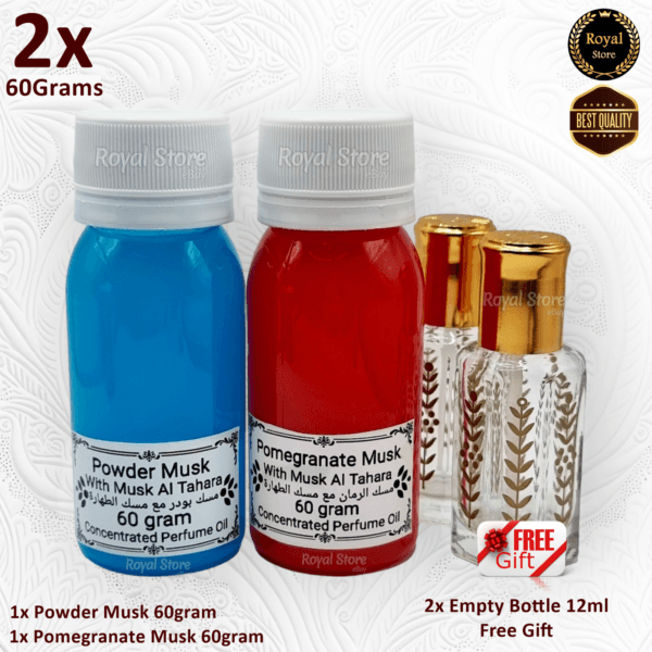 2x 60g Powder + Pomegranate Musk Elegant | Tahara Arabic Perfume Oil مسك طهارة