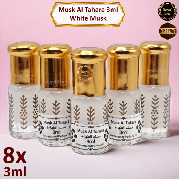 8x Musk Tahara White 3ml High Quality Arabic Misk Perfume Thick Oil مسك الطهارة