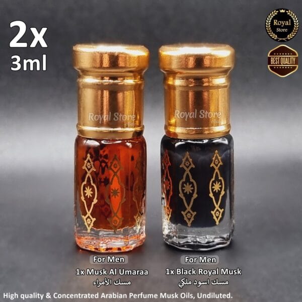 2x Black Royal Musk + Musk Al Umaraa HiQuality Arabic Perfume مسك اسود والامراء