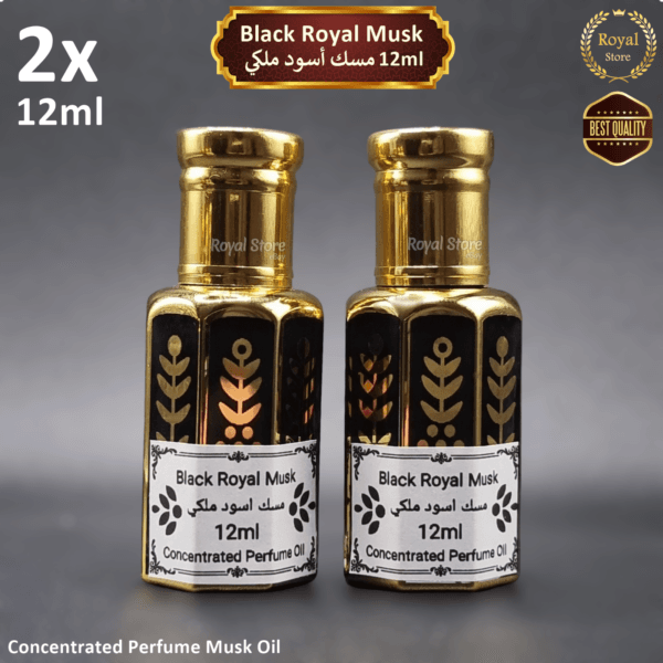 2x Black Royal Musk 12ml - Concentrated Arabian perfume tahara oil مسك اسود ملكي