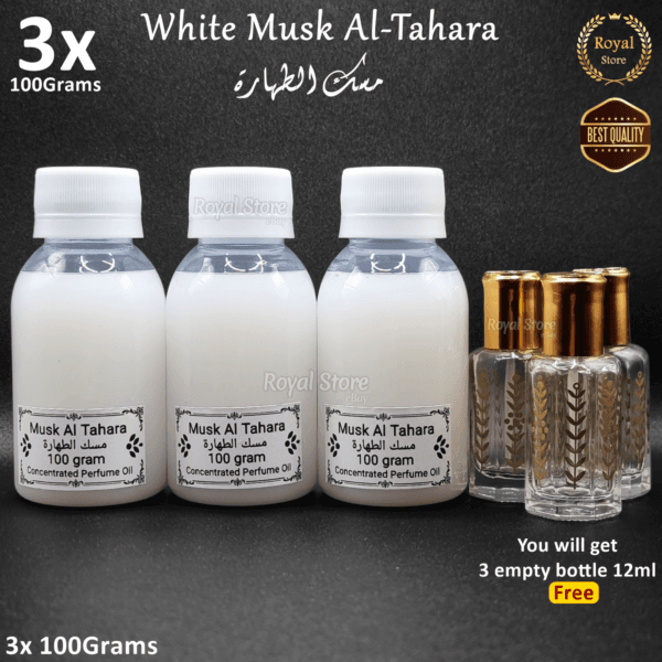 3x 100g Musk Al Tahara White Misk Oil Pure Thick Perfume Oil arabic مسك الطهارة