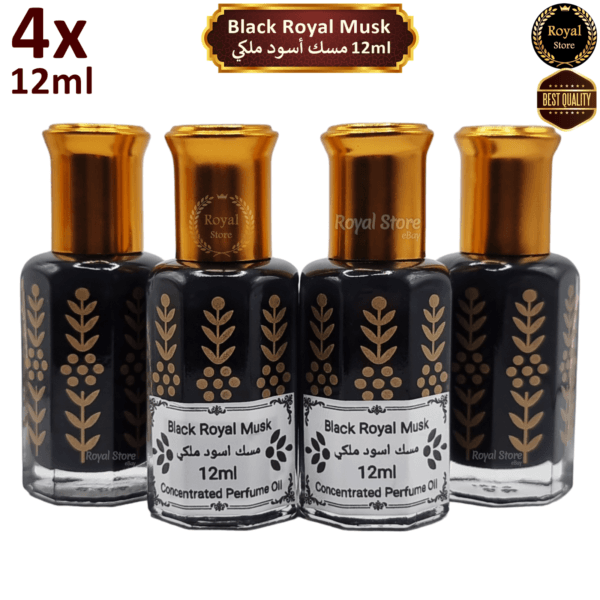 4x Black Royal Musk 12ml - Concentrated Arabian perfume oil tahara مسك اسود ملكي