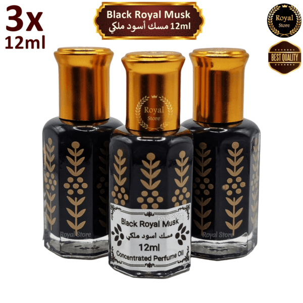 3x Black Royal Musk 12ml - Concentrated Arabian perfume oil tahara مسك اسود ملكي